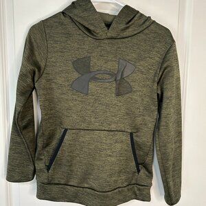 Boys Green Under Armour Hoodie Loose Fit Size YM EUC